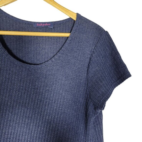 Fresh Produce Women's Long Line Waffle Texture Navy Tunic Blouse Size M - Picture 3 of 10